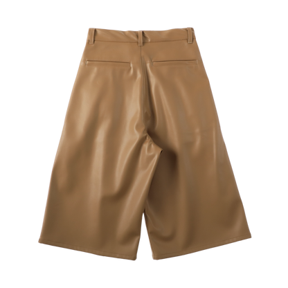 sleek leather 'drill' camel beige