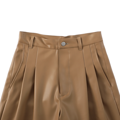 sleek leather 'drill' camel beige