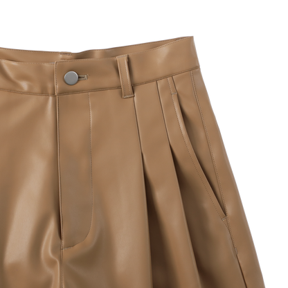sleek leather 'drill' camel beige