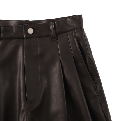 sleek leather 'drill' dark brown