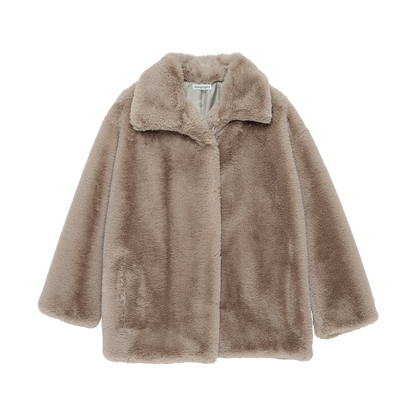 eco-fur 'half coat' few beige
