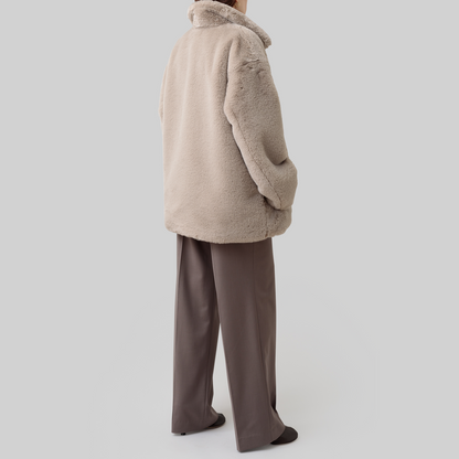 eco-fur 'half coat' few beige