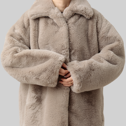 eco-fur 'half coat' few beige