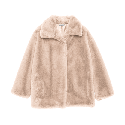 eco-fur 'half coat' ivory