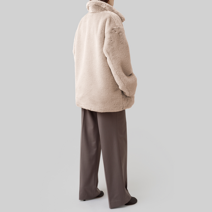 eco-fur 'half coat' ivory