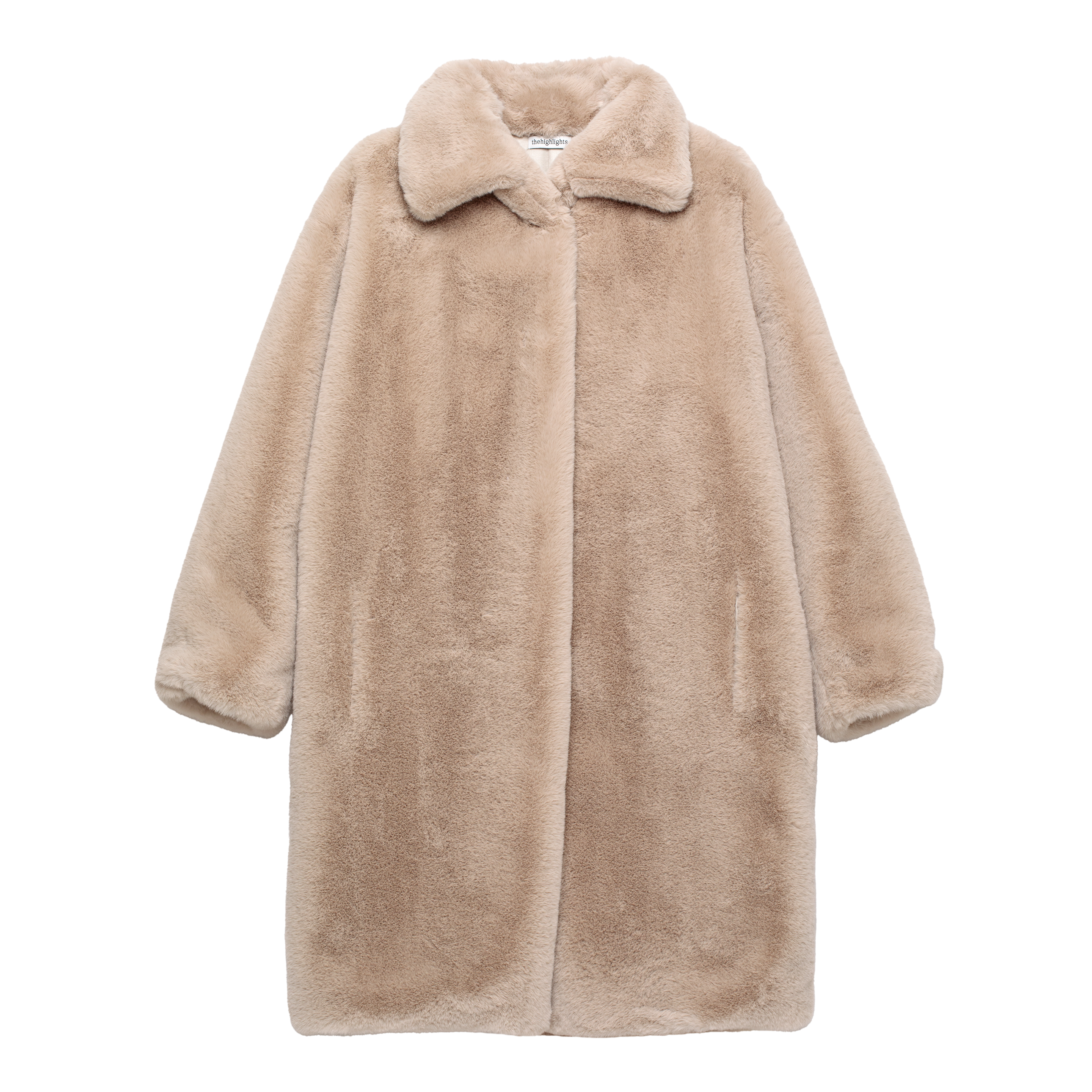 eco-fur 'long coat' ivory