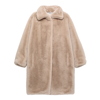 eco-fur 'long coat' ivory