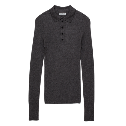rib ‘knit’ polo-sweater charcoal gray
