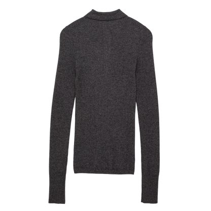rib ‘knit’ polo-sweater charcoal gray
