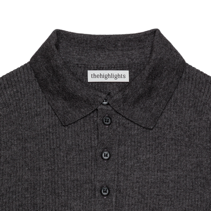 rib ‘knit’ polo-sweater charcoal gray