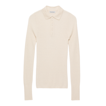 rib ‘knit’ polo-sweater white