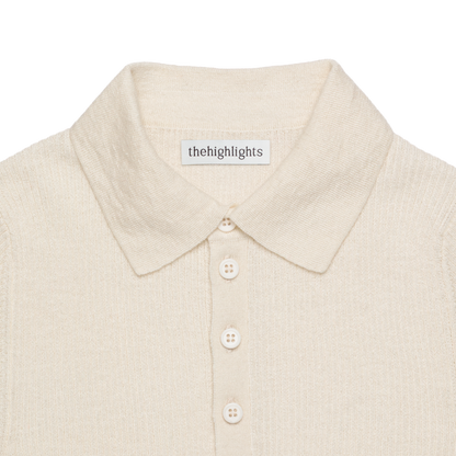 rib ‘knit’ polo-sweater white