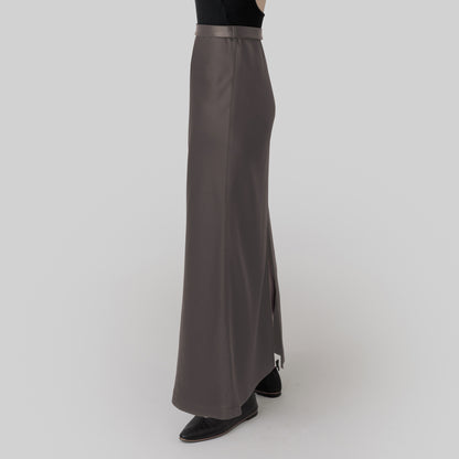satin 'skirt' long dull brown