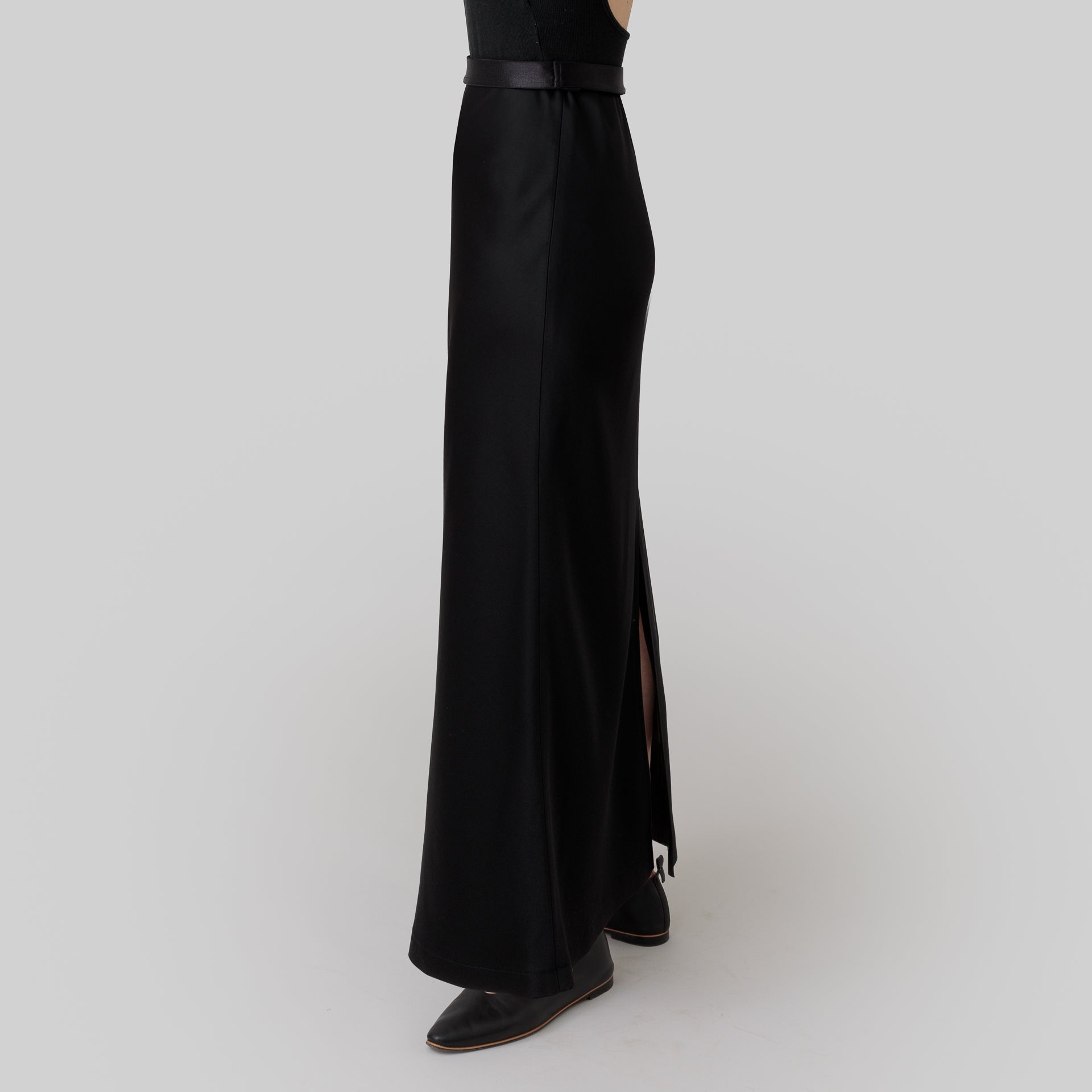 satin 'skirt' long ink black