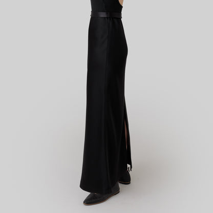 satin 'skirt' long ink black