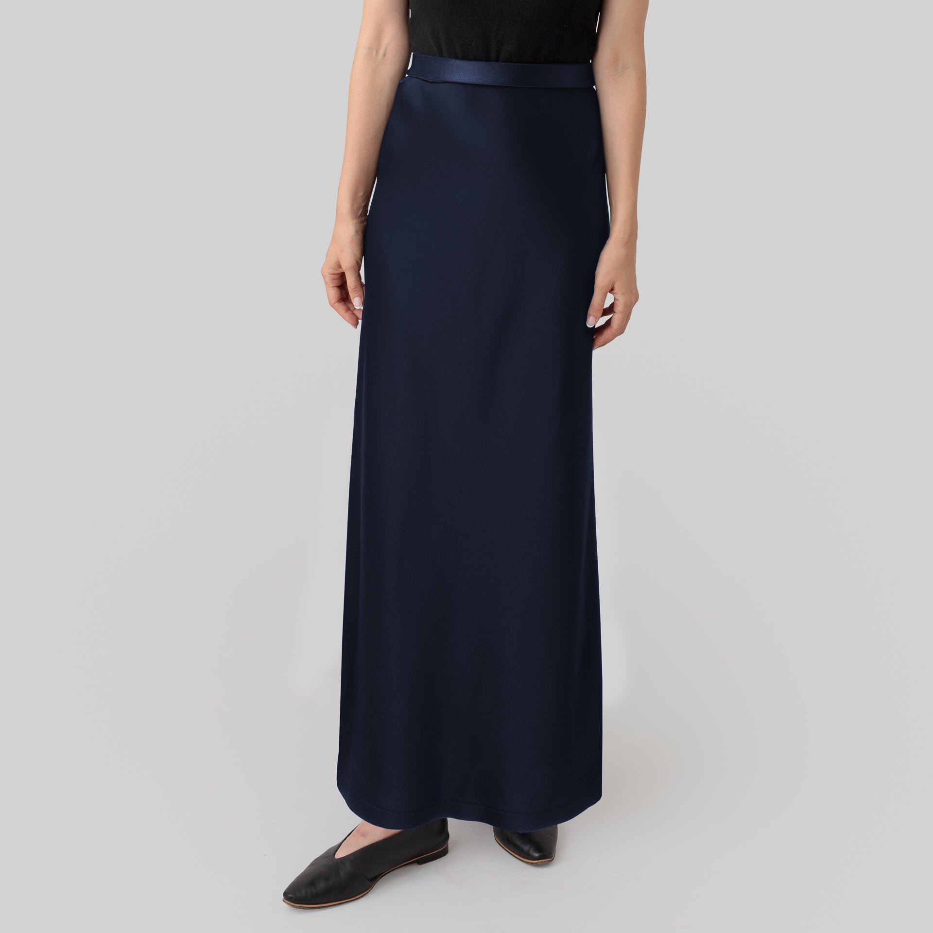 satin 'skirt' long rays navy – thehighlights