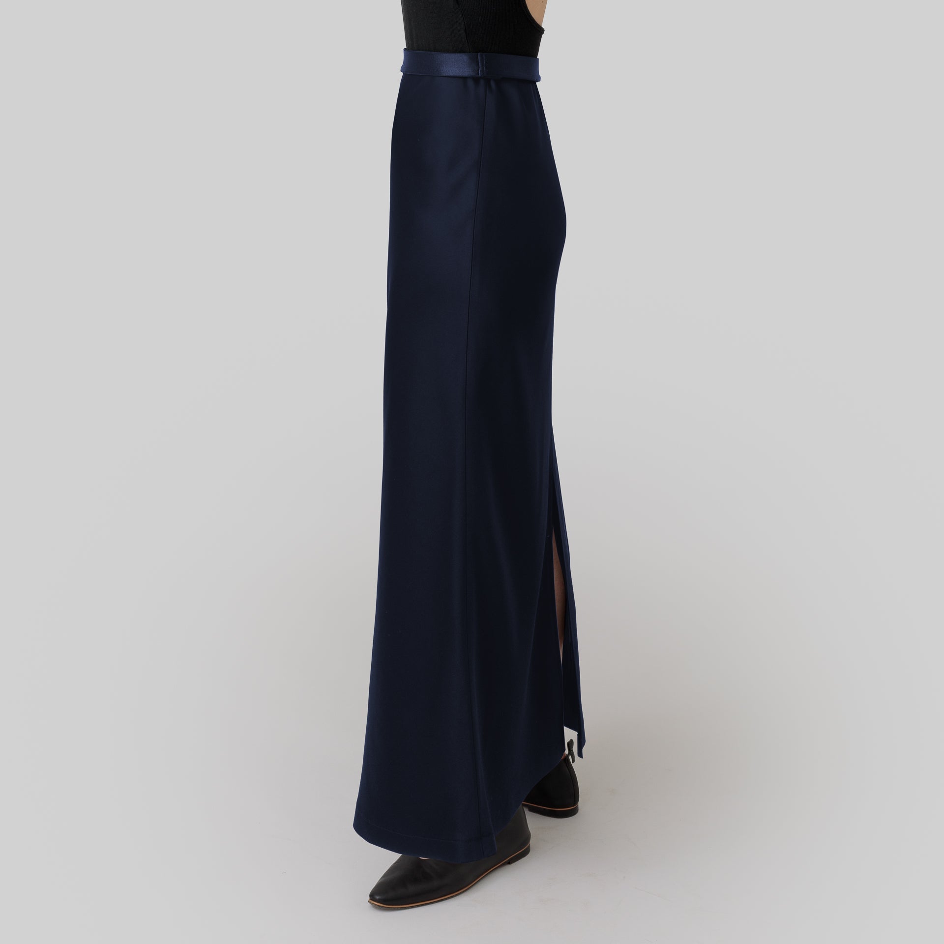 satin 'skirt' long rays navy