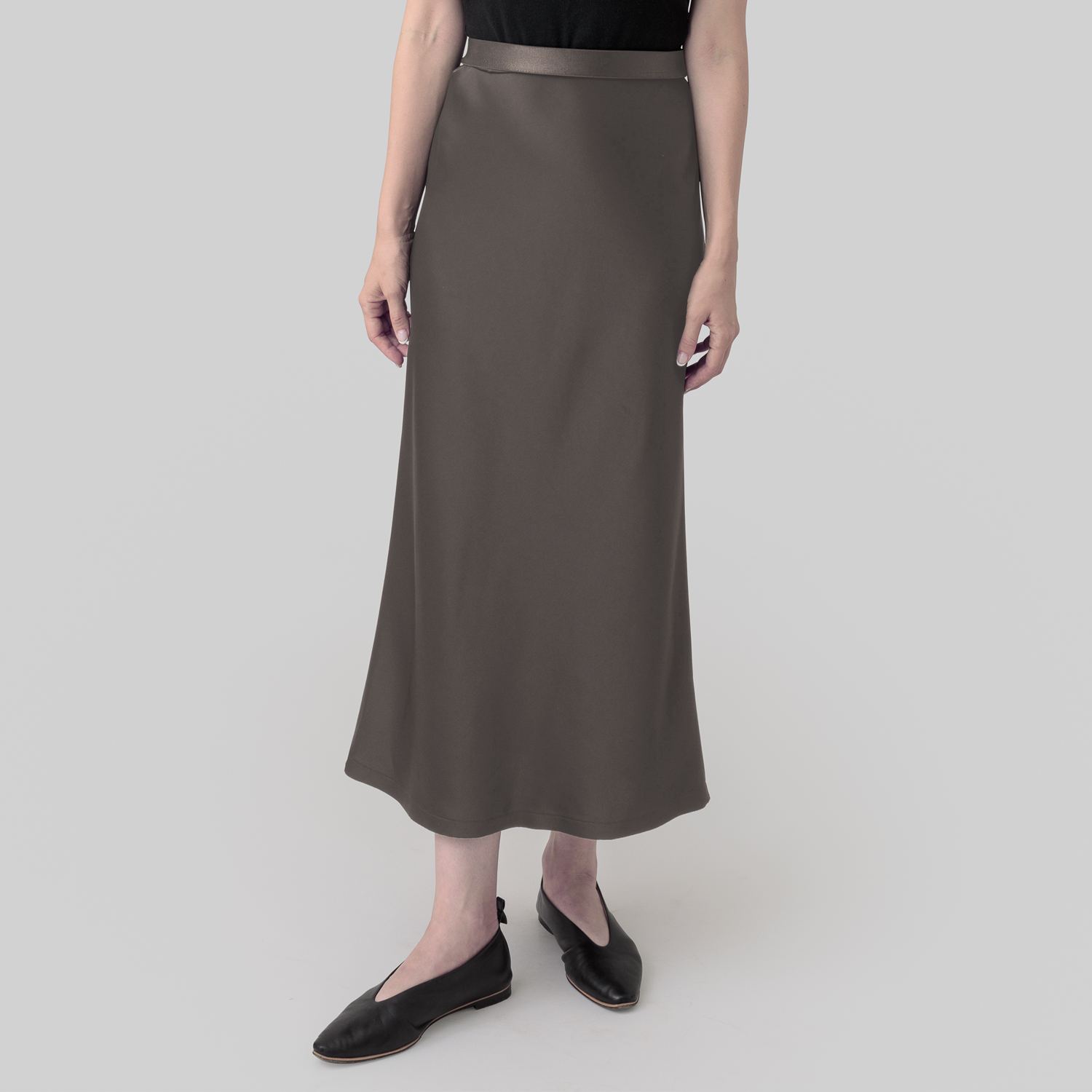 satin 'skirt' midi-long dull brown