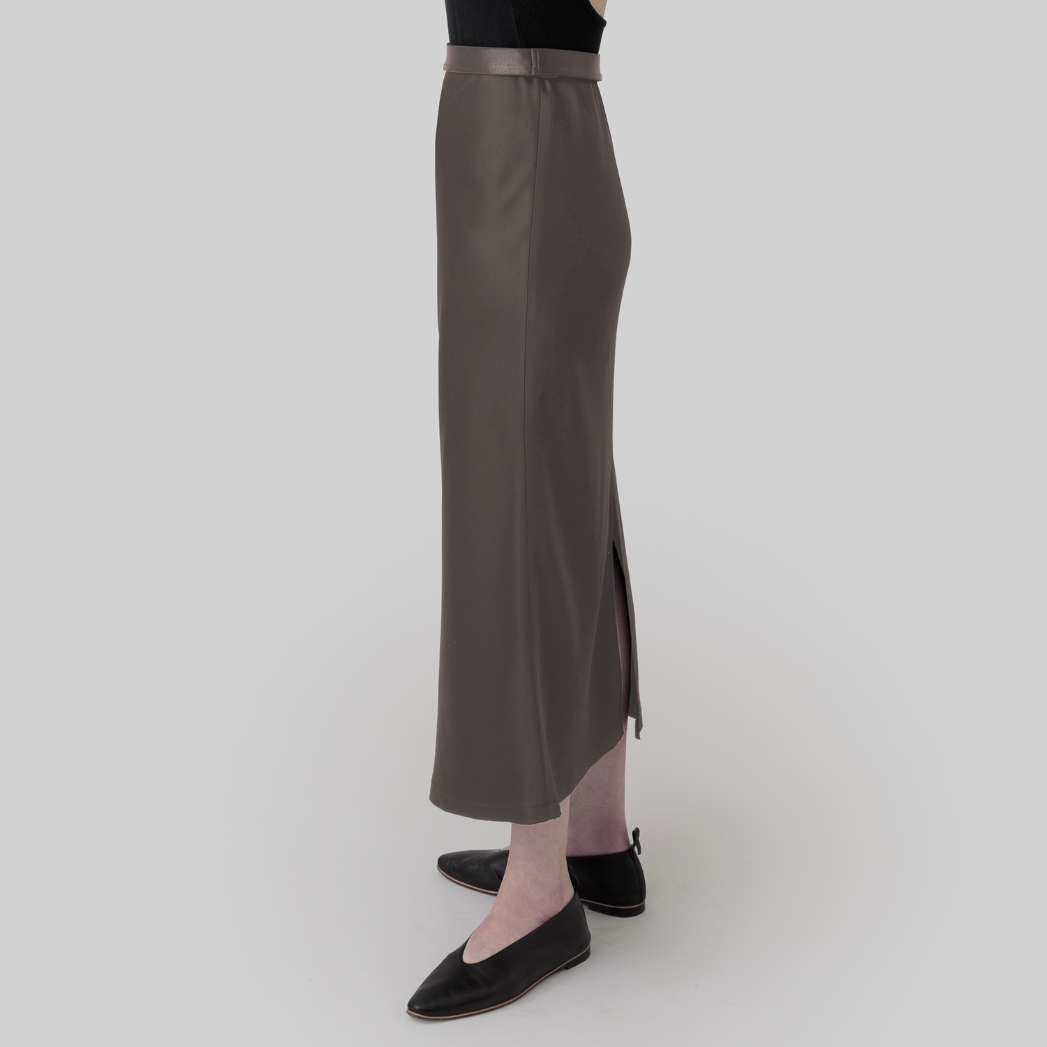 satin 'skirt' midi-long dull brown