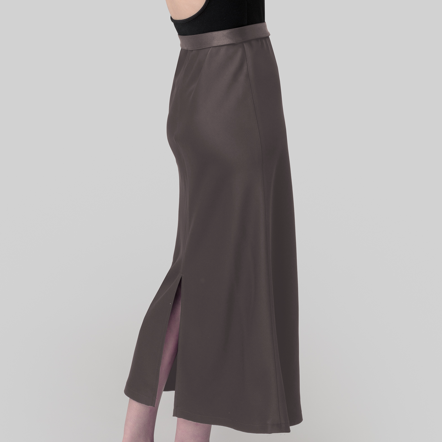 satin 'skirt' midi-long dull brown