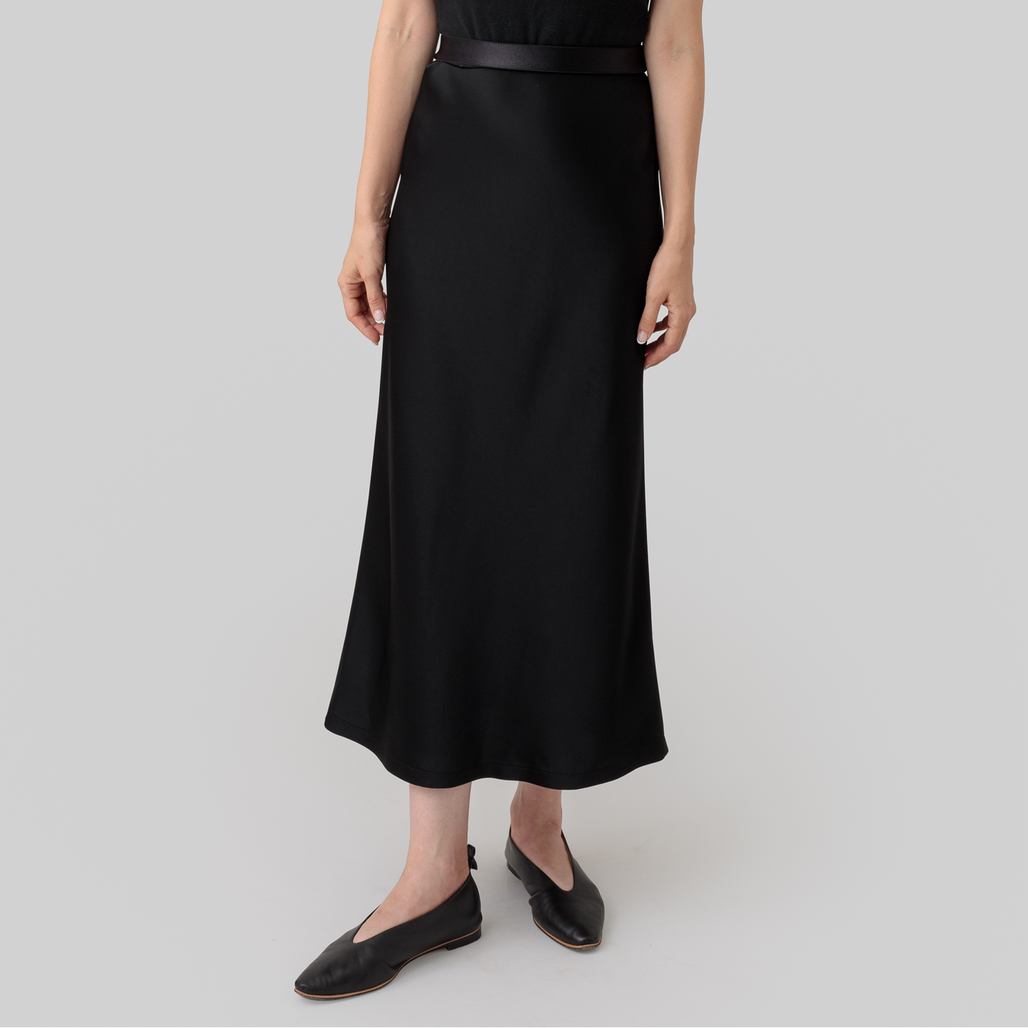 satin 'skirt' midi-long ink black