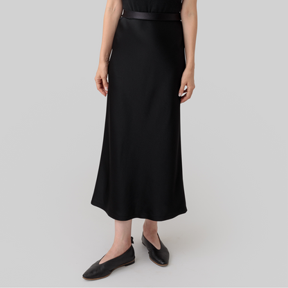 satin 'skirt' midi-long ink black