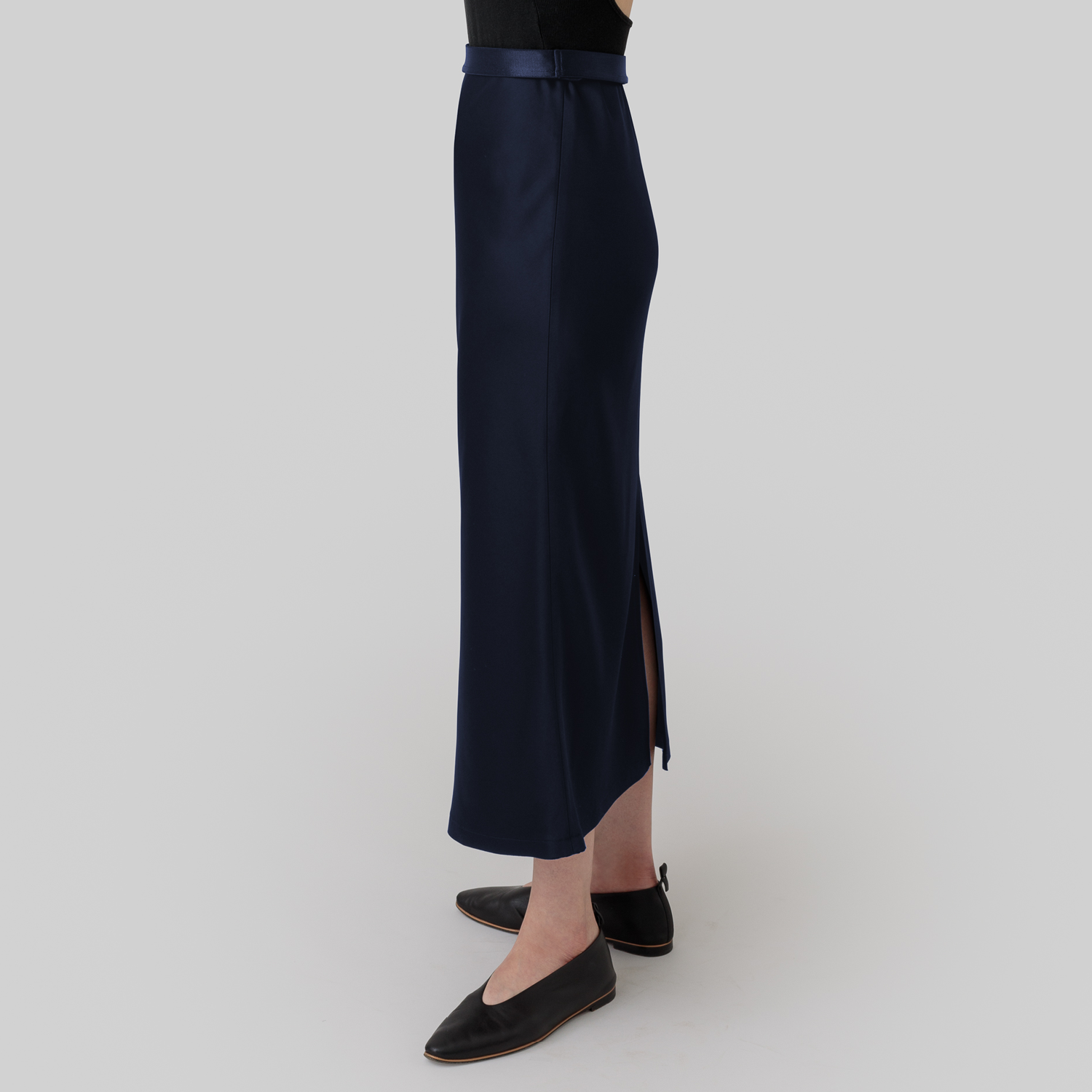 satin 'skirt' midi-long rays navy
