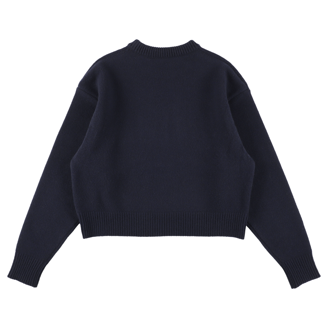 wool cashmere 'knit' crew neck navy